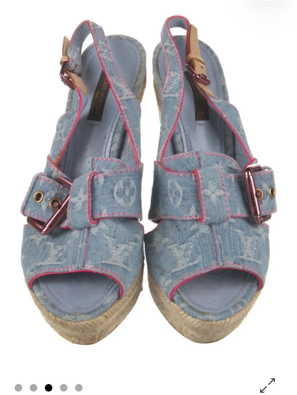 Louis Vuitton Blue Denim Slingback Sandals